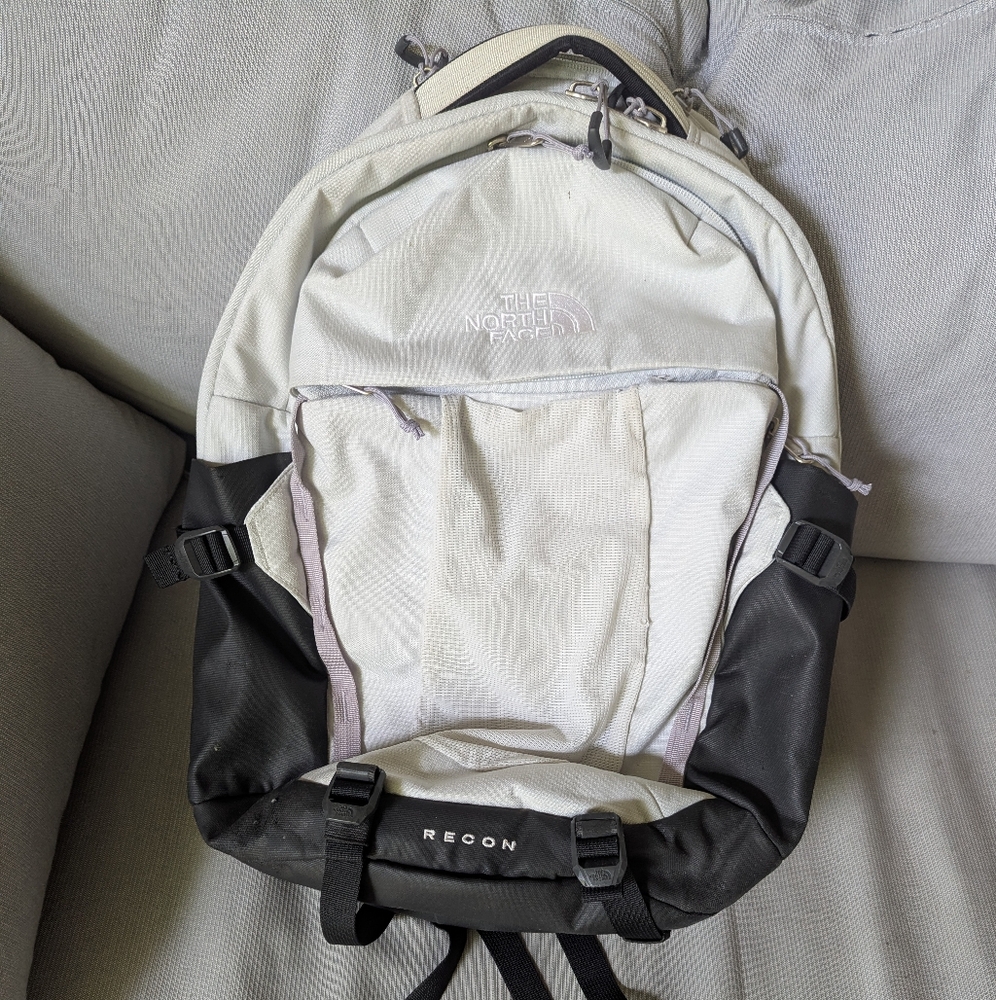 The North Face TNF Recon Black and Light Grey/ Blue Backpack School College Fall